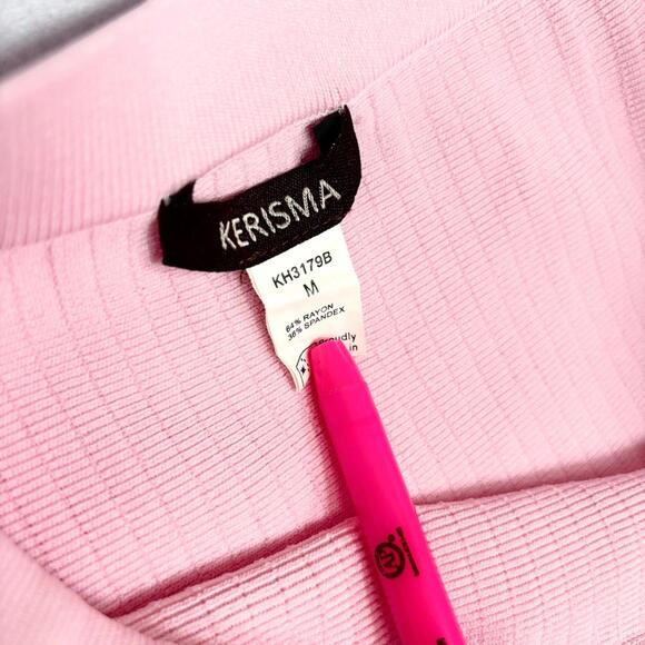 KERISMA Ribbed Flare Midi Skirt Baby Pink M - Picture 3 of 7